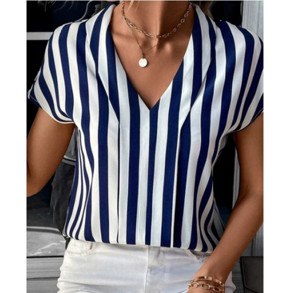ZARA Striped Blouse Women Casual Loose Fit Versatile Summer Top